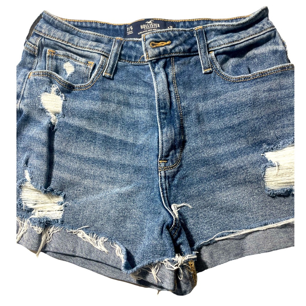 Hollister distressed blue jean shorts